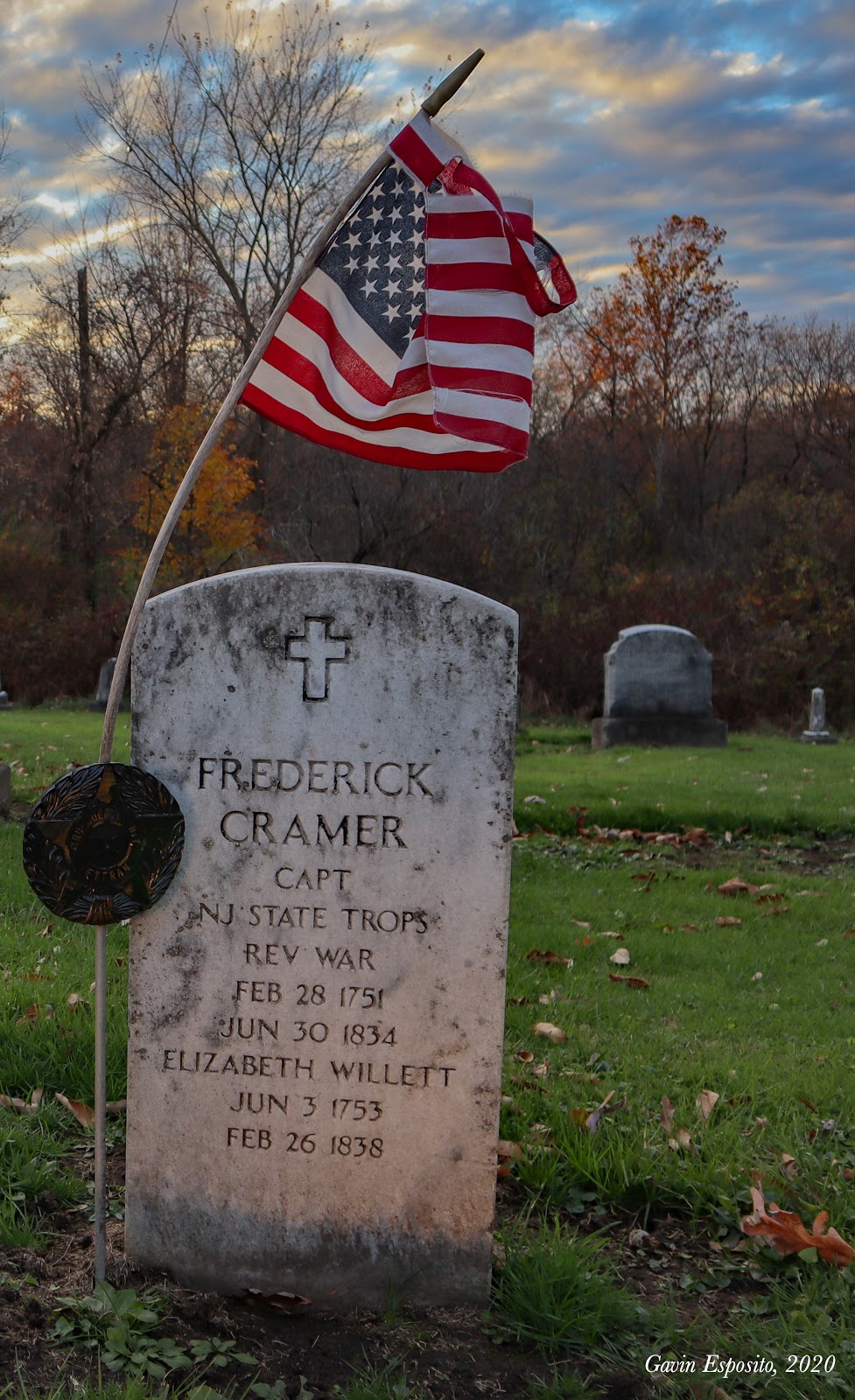 Erected by a descendent within the last decade, Frederick and Elizabeth Cramer’s headstone is the newest in Old North (Photo by Gavin Esposito).