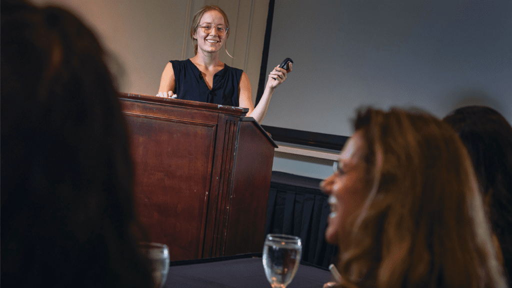 The presenter is leading a business meeting at The Grand Resort in Howland, Ohio - a popular conference and event venue in Trumbull County for corporate retreats and professional gatherings.