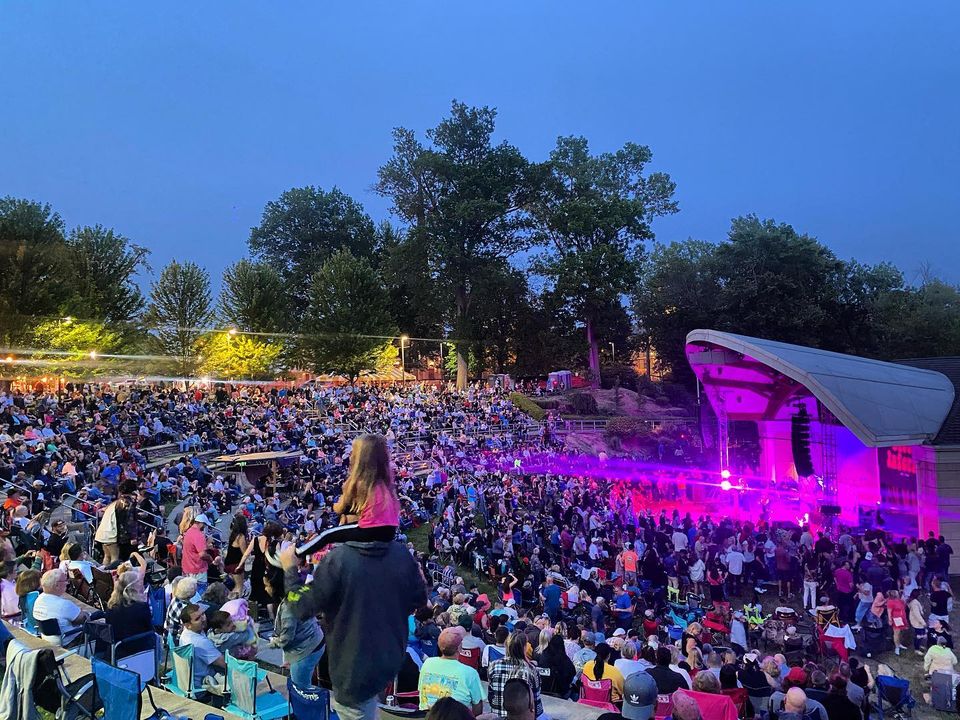 Night concert at Warren Community Amphitheater with purple stage lights and a packed audience - the site of Warren’s Blues, Brews & BBQ Festival on Oct. 4, 2025.