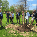 Speakers and community leaders gather at Warren City Hall for America 250-Ohio Heritage Tree planting ceremony in Trumbull County.